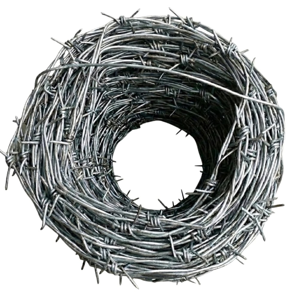 Coil of galvanized four-point barbed wire