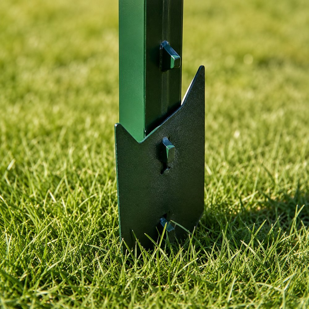 Anchor plate detail on a 10 ft high tensile steel T post