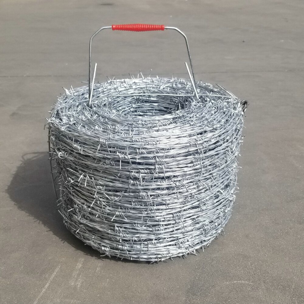 12.5 gauge 4-point galvanized barbed wire 1320 ft coil with carrying handle