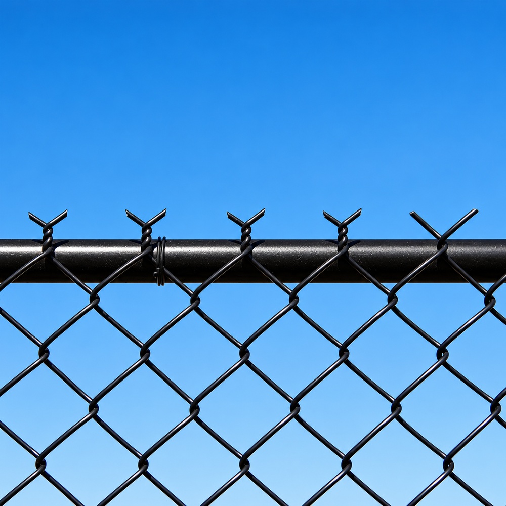 black chain link fence top rail example