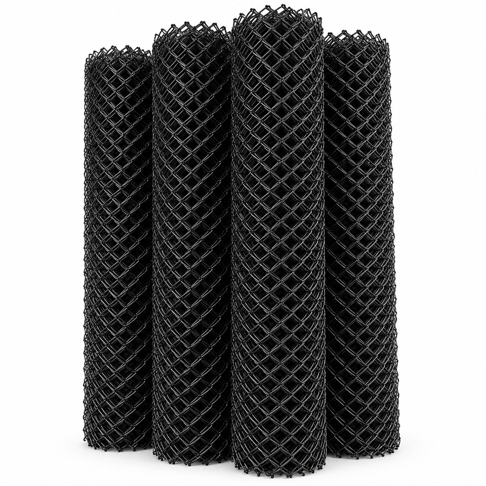 Black PVC Coated chain link fabric roll illustration