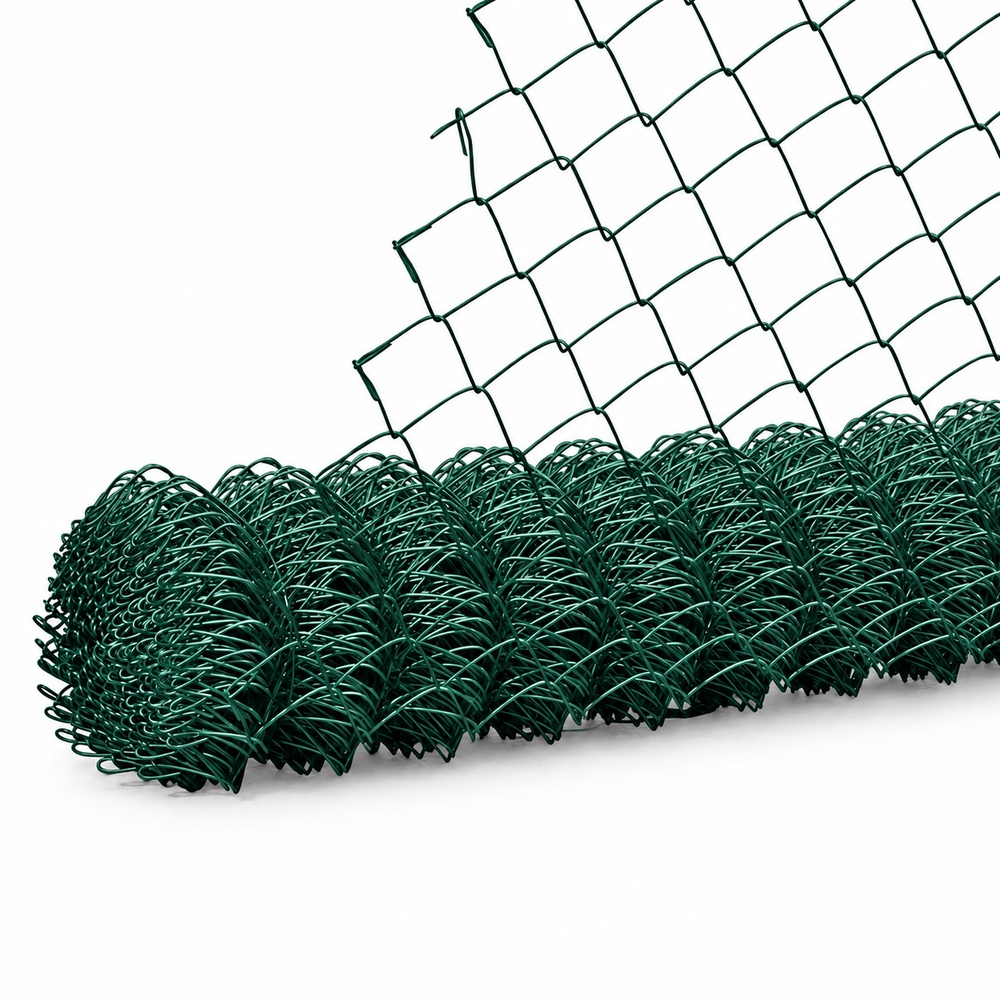 Green PVC Coated chain link fabric roll illustration