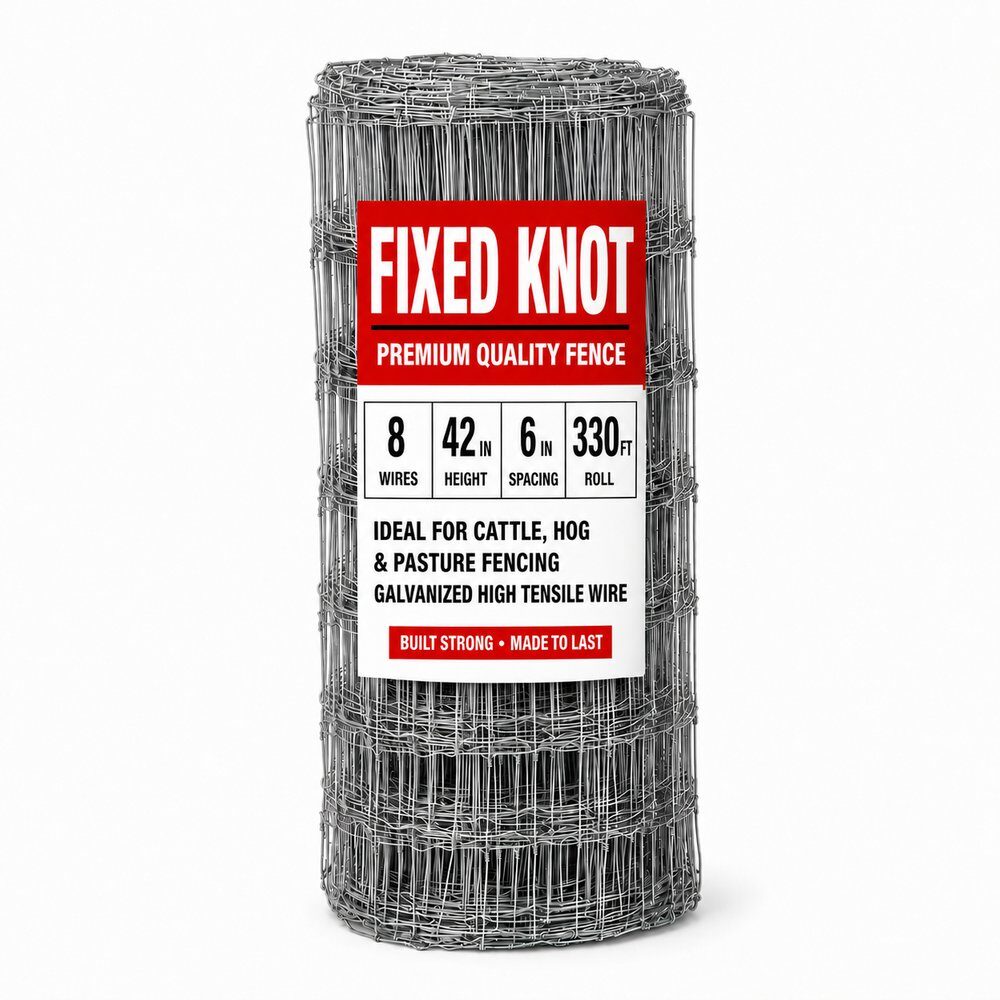 42 inch fixed knot hog and cattle fence roll model 842-6-330