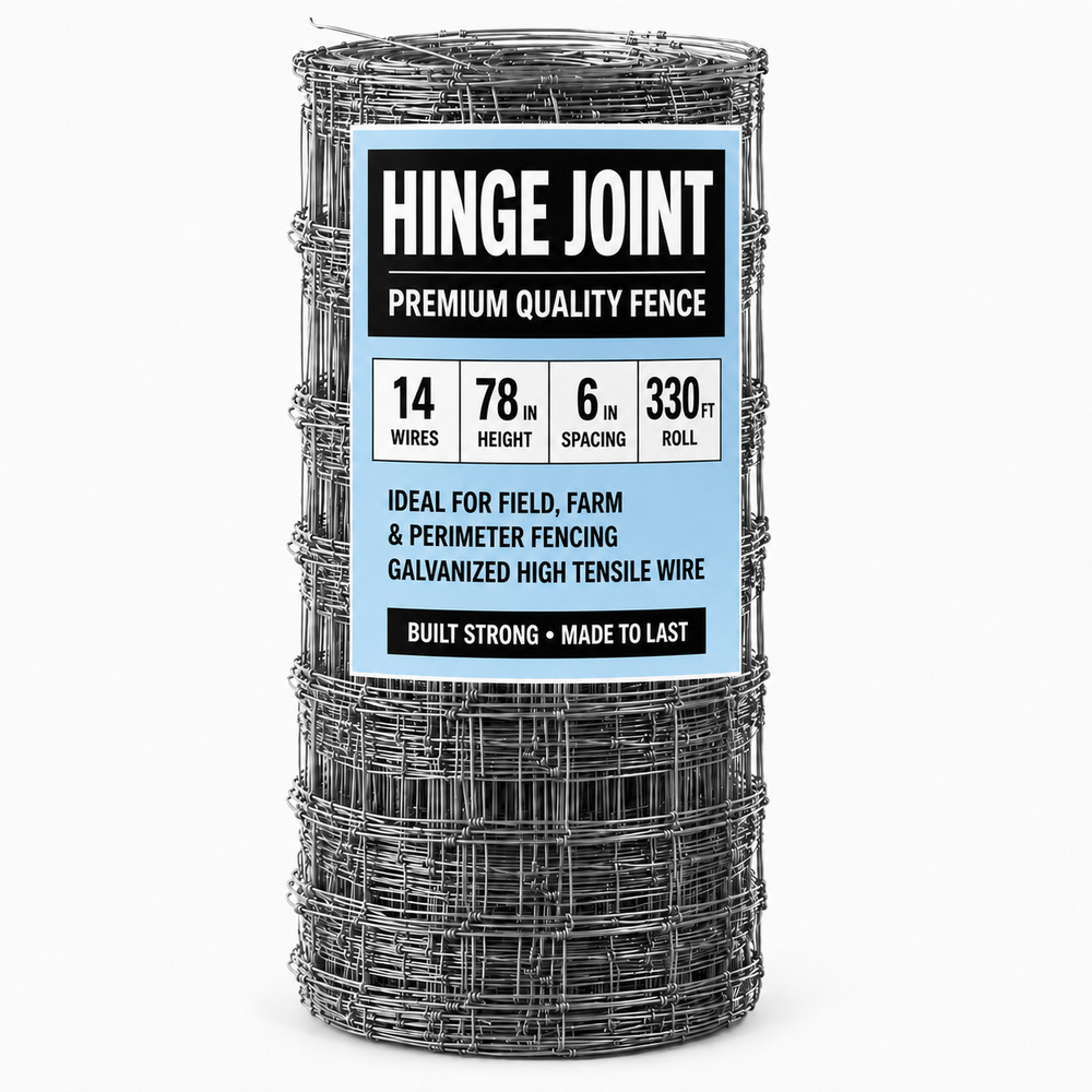 78 inch woven wire deer fence roll model 1478-6-330 with 14 line wires