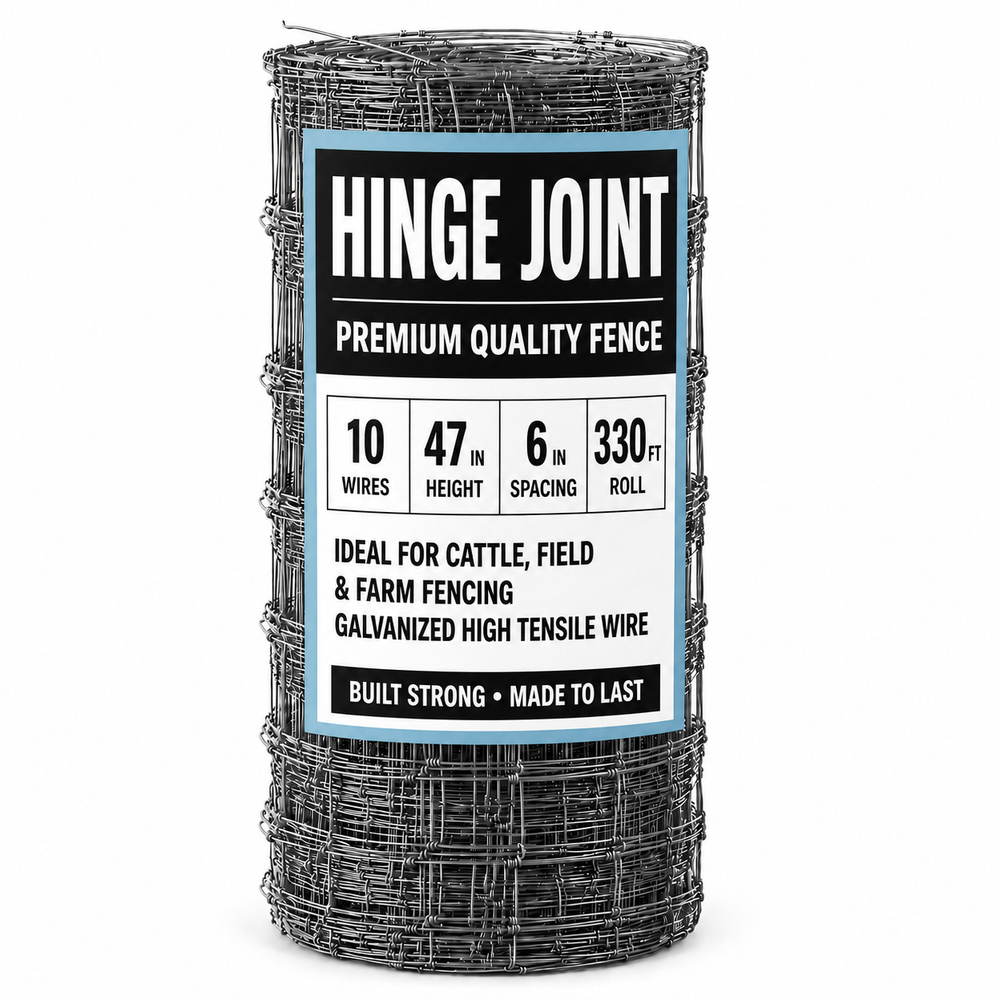 47 inch hinge joint field fence roll model 1047-6-330 with 10 line wires