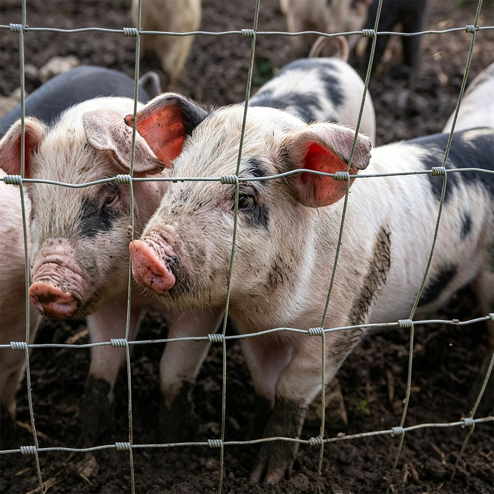 Hinge joint woven wire fence used for livestock and pig containment