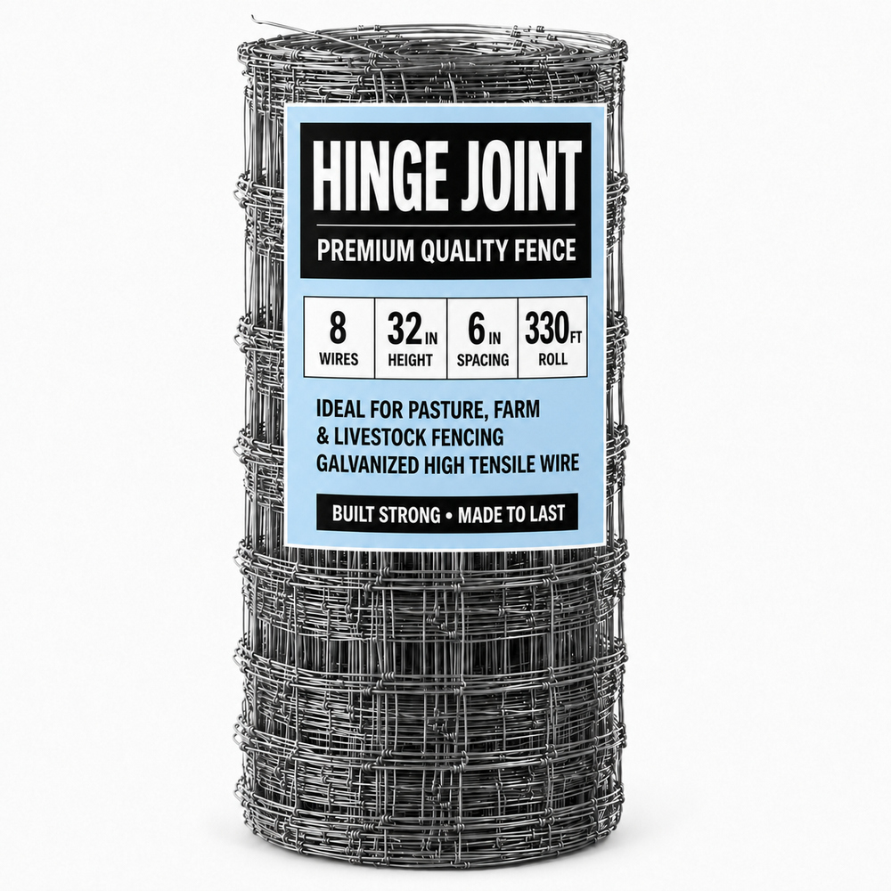 32 inch woven wire goat fence roll model 832-6-330 with 8 line wires