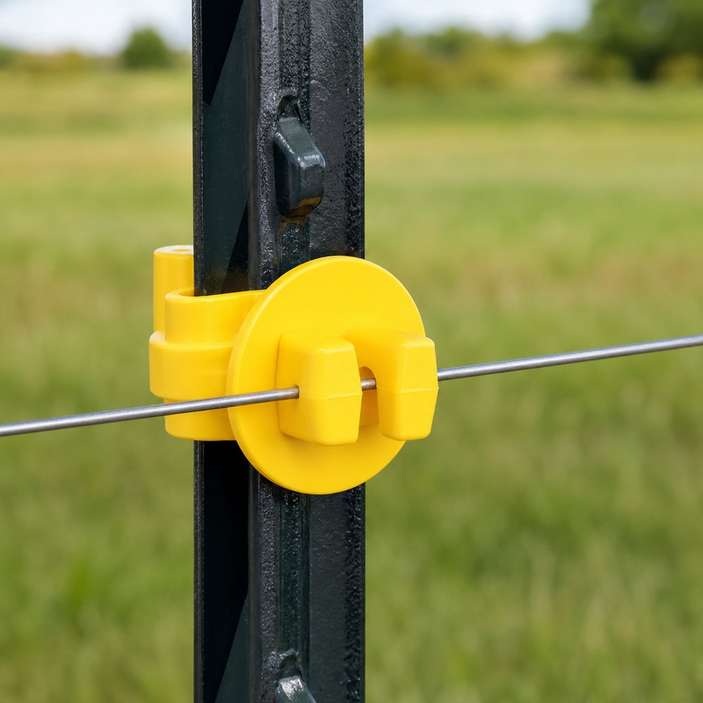 Yellow fence wire insulator for T post fencing accessories
